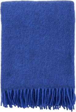 Klippan Yllefabrik Klippan- Gotland- Woondeken - Plaid - Lamswol En Gotland Wol - 130cm X 200cm - Blue- Blauw-
