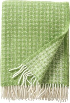 Klippan Yllefabrik Klippan- 100% Lamswollen Deken Loop - Wollen Plaid - Groen- 130x200cm