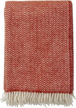 Klippan Yllefabrik Klippan Chevron - Plaid - 100% Wol - Ruby Red - Rood -