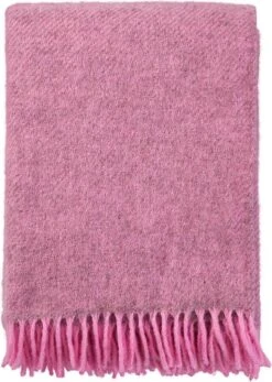 Klippan Yllefabrik Klippan- Gotland- Woondeken - Plaid - 100% Gotland Wol - 130cm X 200cm - Rose - Pink -