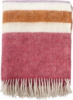 Klippan Yllefabrik Klippan 100% Wollen Plaid - Gotland Stripe Cerise- 130X200cm