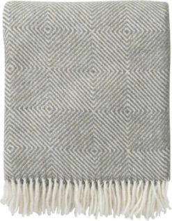 Klippan Yllefabrik Klippan - Gooseye - Green - Plaid - Woondeken - Recycled Wol -Lamswol - 100% Wol - Grijs - 130cm X 200cm